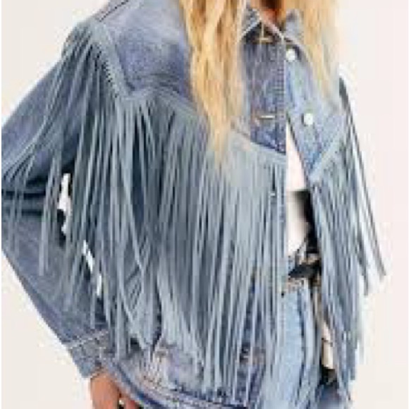 Free People Denim Fringe Jacket, XS - Picture 2 of 9